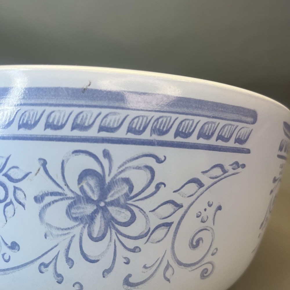 PYREX Brittany Blue 3 Qt Mixing Bowl 479-B 27 Floral Scroll USA Vintage 60s - Picture 5 of 10